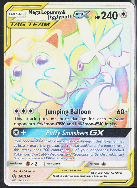 Mega Lopunny & Jigglypuff GX #261/236 2019 Cosmic Eclipse Rainbow