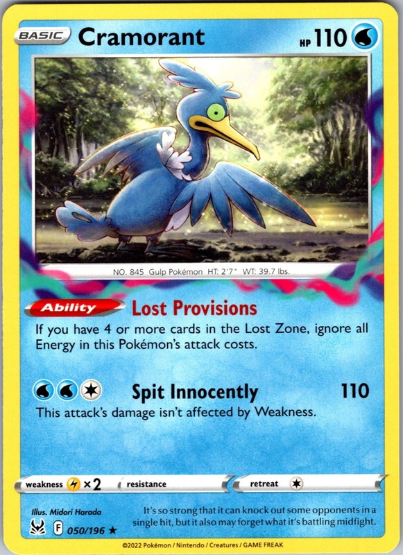 Cramorant 050/196 Rare Regular SWSH11: Lost Origin NM