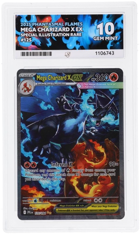 ACE Grading 10 Mega Charizard X ex 125/094 SIR Foil 2025 Phantasmal Flames