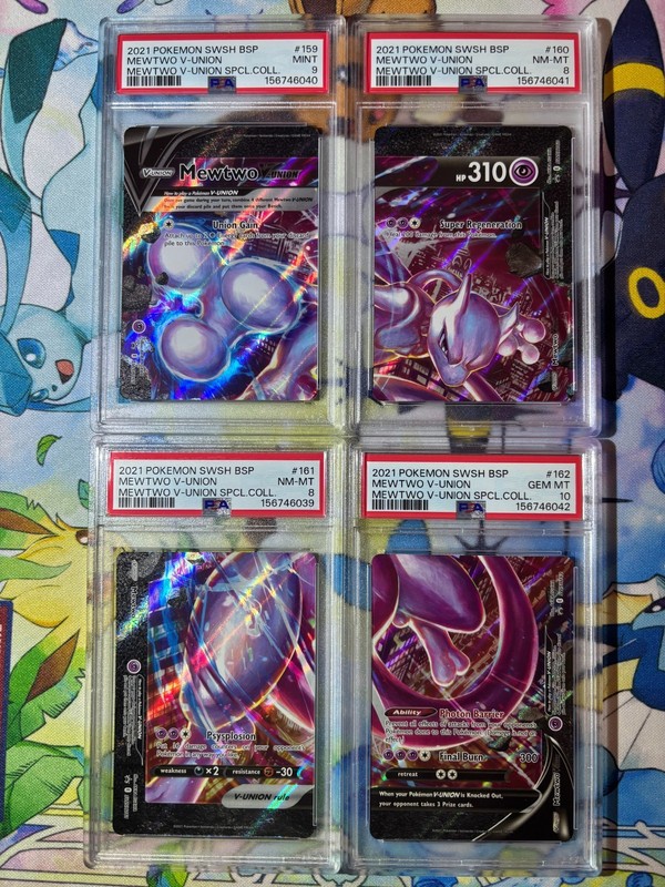 Mewtwo V UNION Set of 4 SWSH Black Star Promo Holo PSA GRADED SEQUENTIAL SET