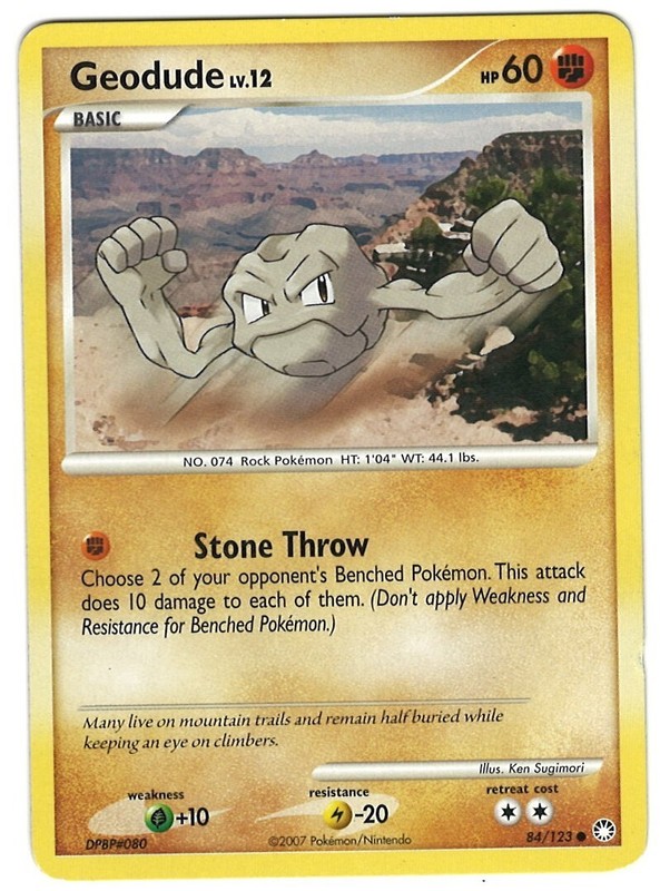 Geodude 84/123 Pokemon Card Mysterious Treasures Common 60 HP Lightly Played GA
