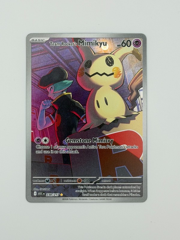 Team Rocket’s Mimikyu 238/217 Me: Ascended Heroes Holo Pokemon TCG