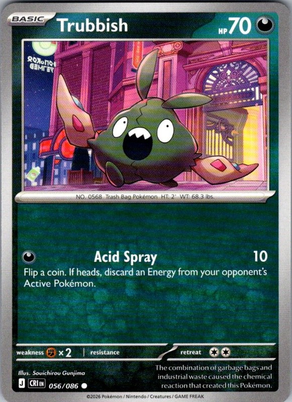 Trubbish ME04: Chaos Rising 056/086 Common Pokemon Near Mint