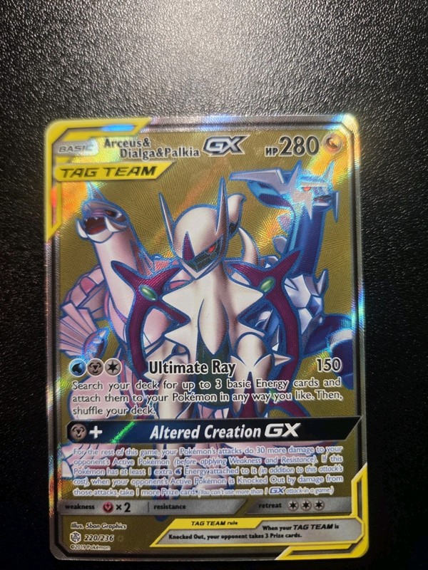 Arceus & Dialga & Palkia GX (Full Art) 220/236 Sm-Cosmic Eclipse Holo NM