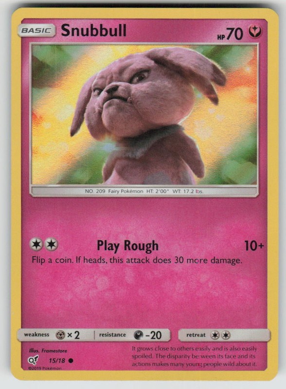 Holo Snubbull 15/18 Common Detective Pikachu Near Mint