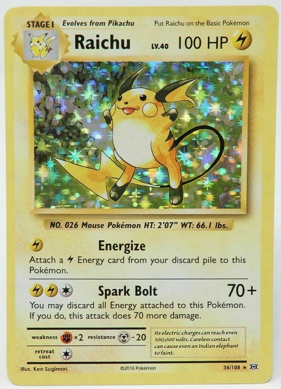 Raichu HOLO RARE 36/108 Pokemon XY Evolutions Anniversary Holographic Foil – LP