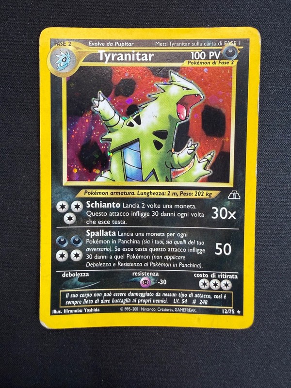 Pokemon Tyranitar 12/75 Neo Discovery Rare Holo Unlimited Wizards ITA Vintage