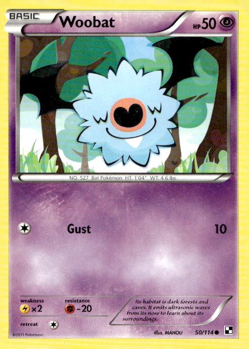Woobat 50/114 Common Black & White Pokemon Lightly Played