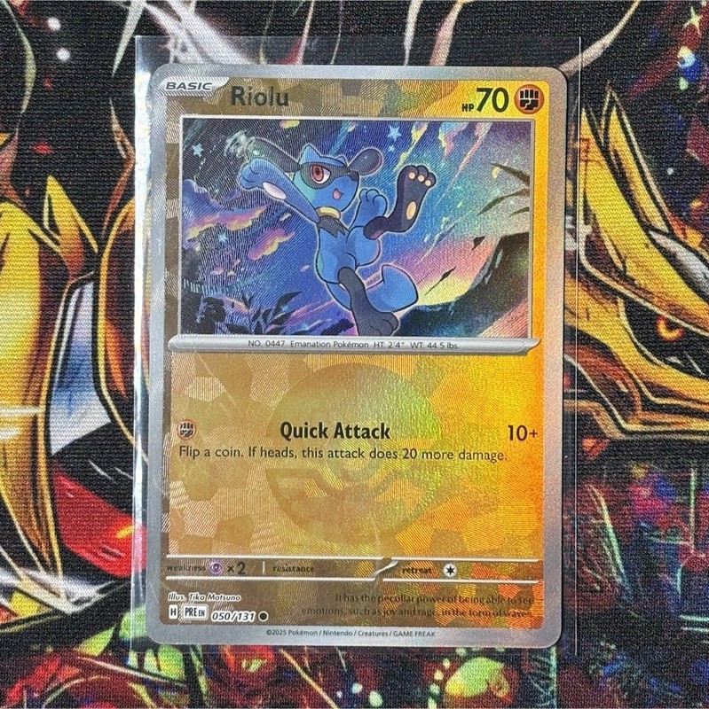 Pokemon TCG Riolu Master Ball Pattern Reverse Holo Prismatic Evolutions 050/131