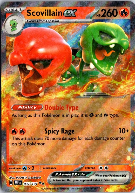 Scovillain ex 037/191 Double Rare Surging Sparks Pokemon NM/M