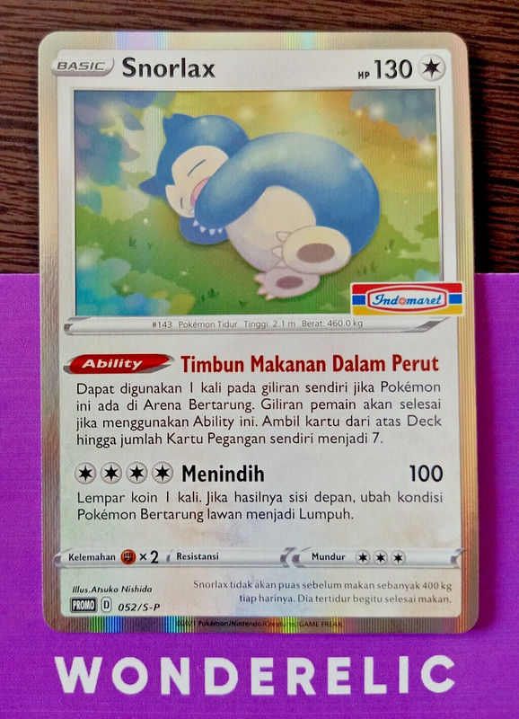 Snorlax 052/S-P Promo Indomaret Pokemon Card Indonesia Exclusive