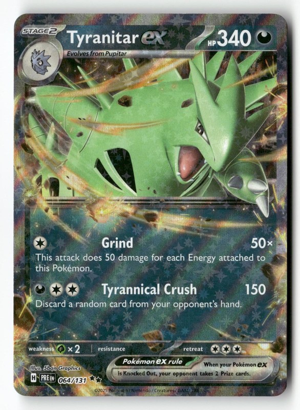 Tyranitar ex 064/131 Holo Double Rare Prismatic Evolutions Pokemon Near Mint