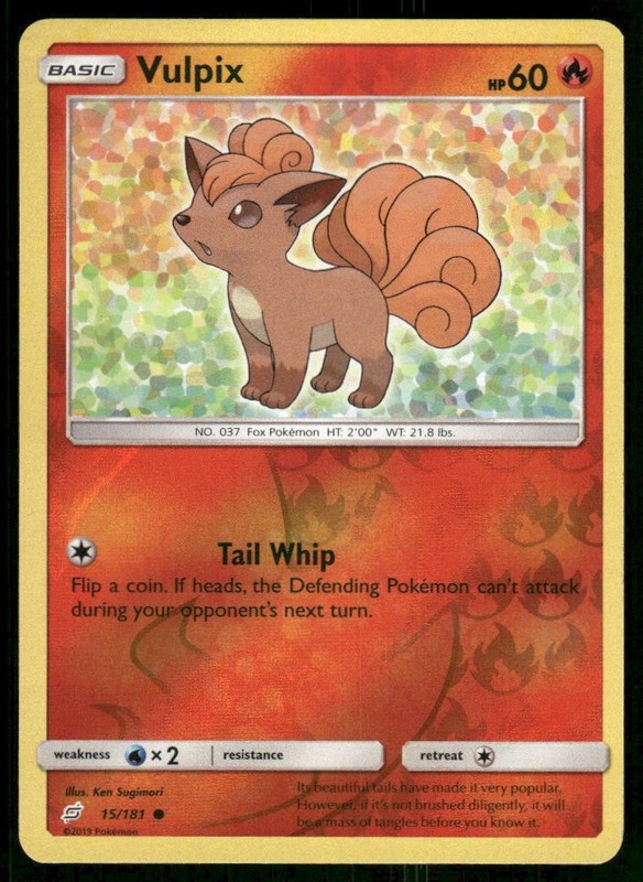2019 Pokemon Vulpix Common Team Up 15/181 Reverse Holo LP