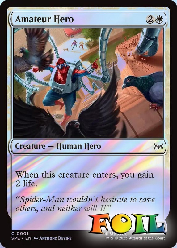 Amateur Hero 0001 MTG Marvel’s Spider-Man Eternal Common NP Foil