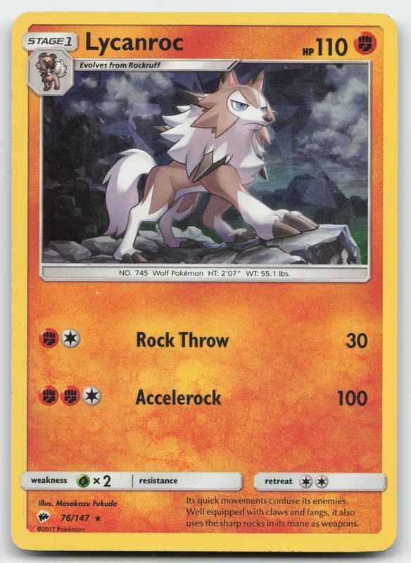 Lycanroc – 76/147 (Cracked Ice Holo) Deck Exclusives 076/147 Holo Rare Fighting