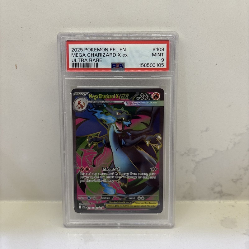 2025 Pokemon Phantasmal Flames Mega Charizard X ex Ultra Rare #109/094 PSA 9