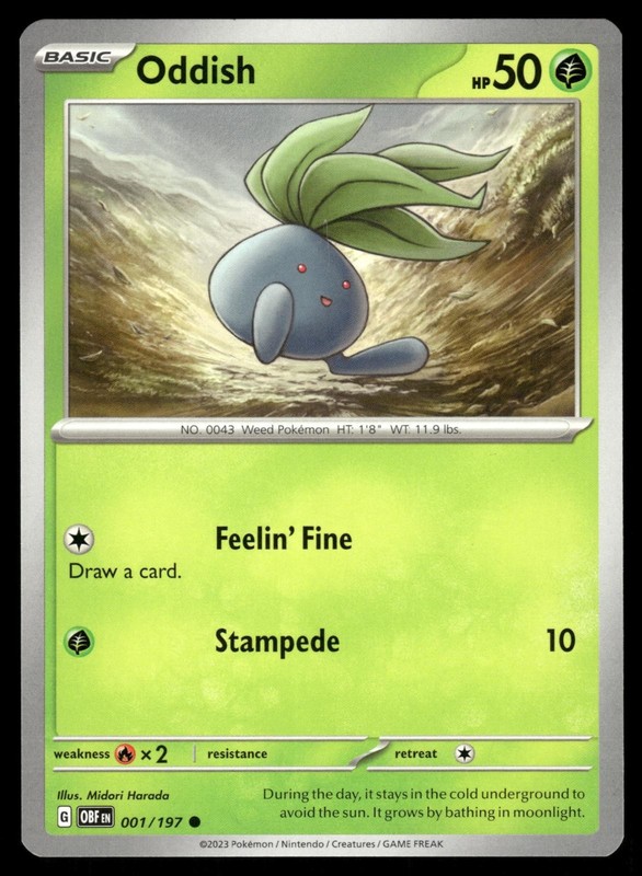 Oddish 001/197 Common Obsidian Flames Pokemon NM