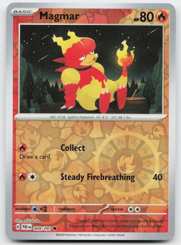 Magmar 009/091 Common Paldean Fates Pokemon Near Mint