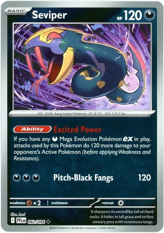 SERVIPER 062/094 PHANTASMAL FLAMES POKEMON (REVERSE HOLO, NM)