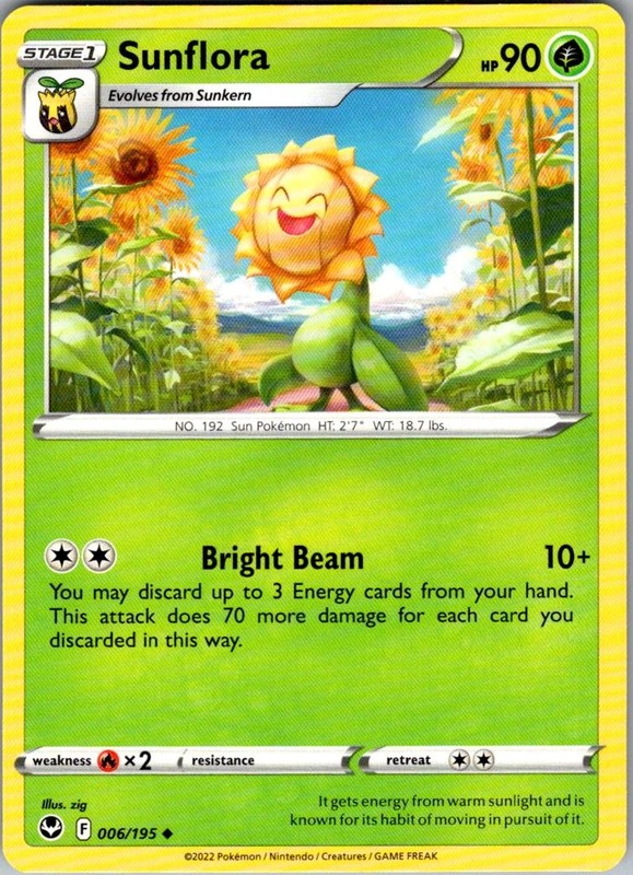 Sunflora Silver Tempest 006/195 Uncommon Pokemon Near Mint