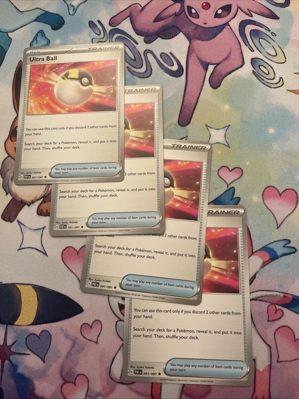 Pokemon TCG Ultra Ball Item Trainer 091/091 4x Paldean Fates Playset NM