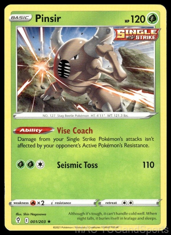 Pinsir 001/203 Evolving Skies Pokemon TCG LP