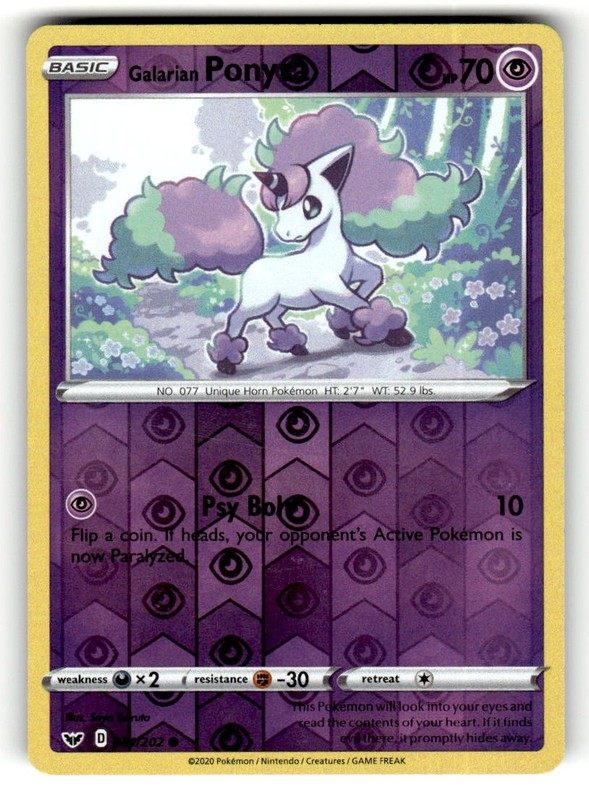 Galarian Ponyta 081/202 Common Sword & Shield Reverse Holo Pokemon LP