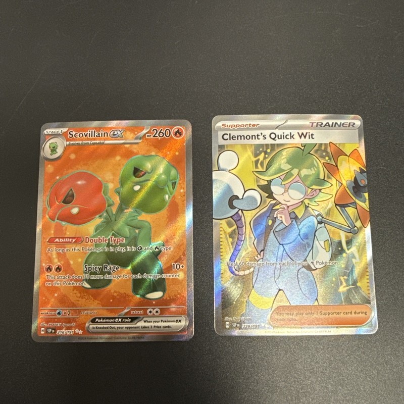 Pokemon Clemont’s Quick Wit 229/191 Scovillian 216/191 Surging Sparks Holo