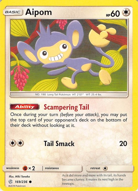 Aipom 169/236 Common Cosmic Eclipse Pokemon Near Mint