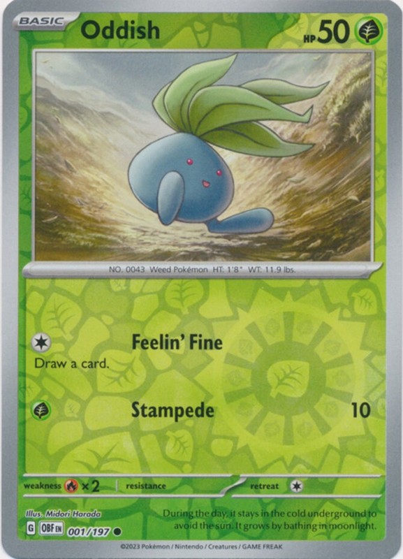 Oddish – 001/197 – Common – Reverse Holo – Lightly Played