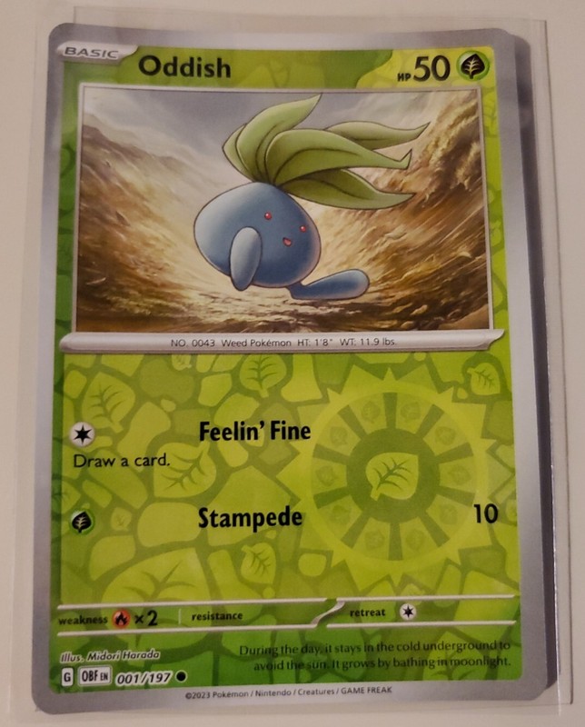 001/197 Oddish Reverse Holo Common Obsidian Flames Pokemon TCG