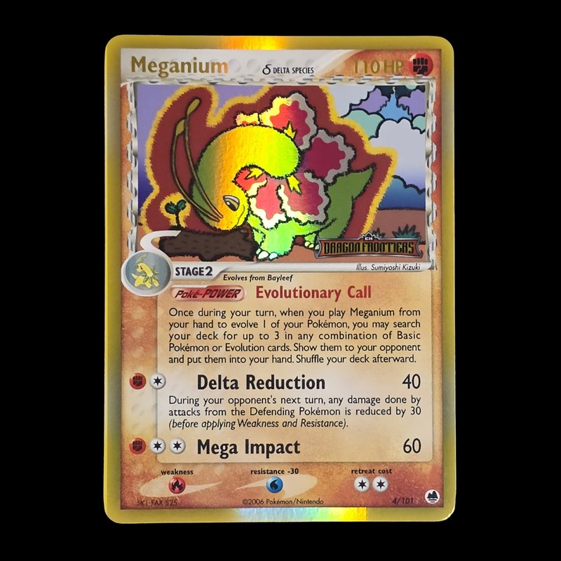 2006 POKEMON EX DRAGON FRONTIERS #4 MEGANIUM-REVERSE FOIL