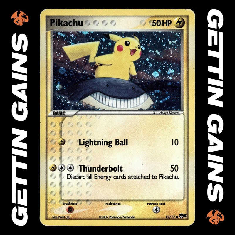 Pikachu – 12/17 – Holo – POP Series 5 – Inverted Back Error – Pokemon Card – MP