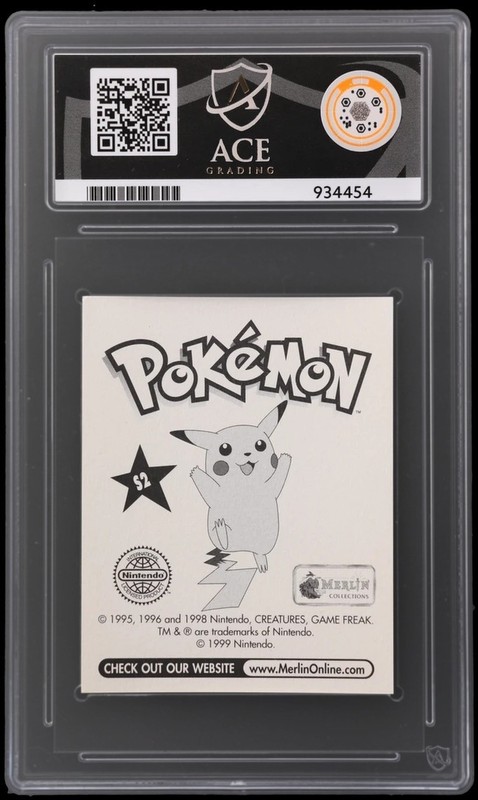 S2 Ash Pikachu Prism Merlin 1999 Sticker Graded Pokemon Sticker ACE 10 GEM MINT gallery