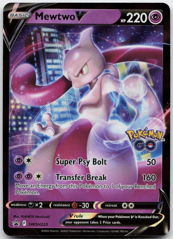 Mewtwo V SWSH223 Holo Promo Sword & Shield Promo Pokemon Near Mint