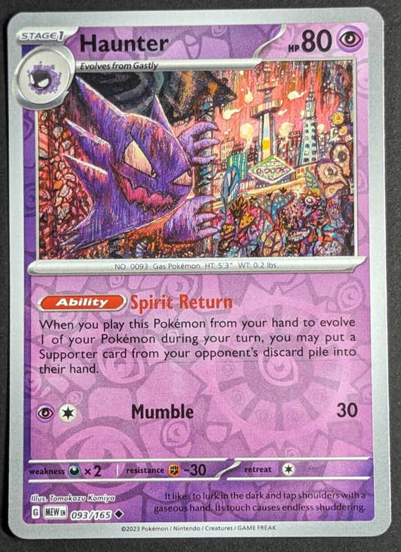 Haunter Reverse Holo NM 093/165 Scarlet & Violet 151 Pokemon Card