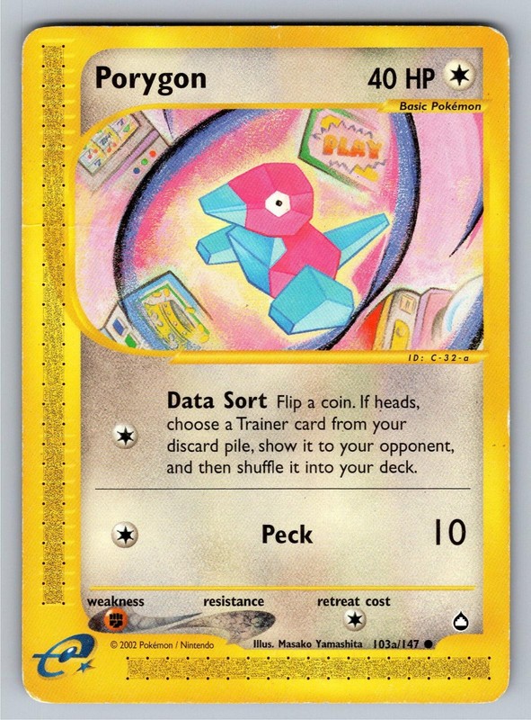 Porygon (103a) 103a/147 Common Aquapolis Pokemon Moderately Played