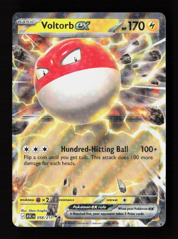 Voltorb ex 058/217 Double Rare Ascended Heroes Pokemon Near Mint