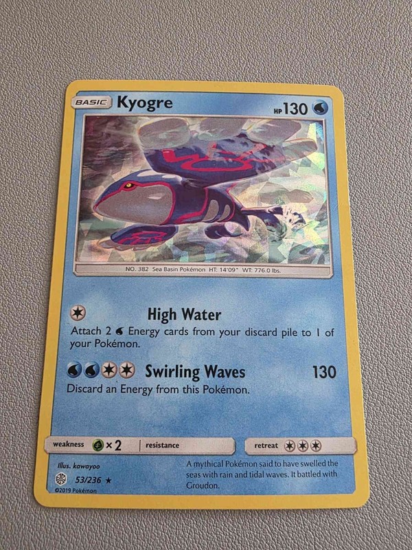 Kyogre 53/236 Cracked Ice Holo LP Pokemon TCG Sun & Moon Cosmic Eclipse Theme De