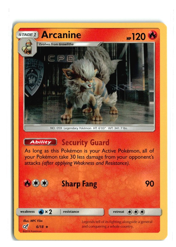 ARCANINE 6/18 DETECTIVE PIKACHU POKEMON TCG NM-LP