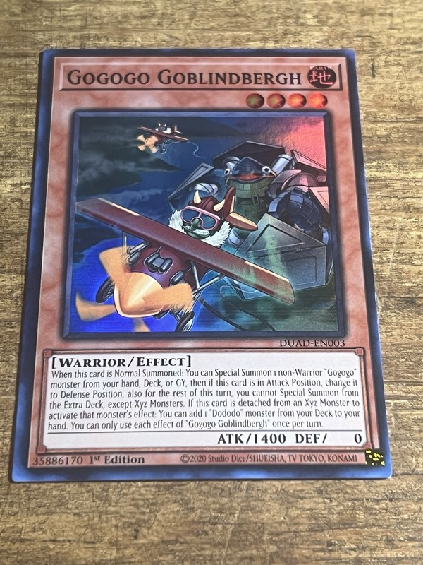 Yugioh Gogogo Goblindbergh DUAD-EN003 1st Edition Super Rare LP Presale