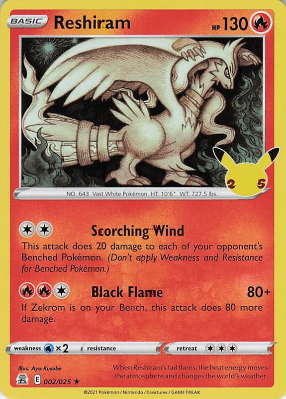 Reshiram Holo Holo Rare Celebrations 002/025 NM