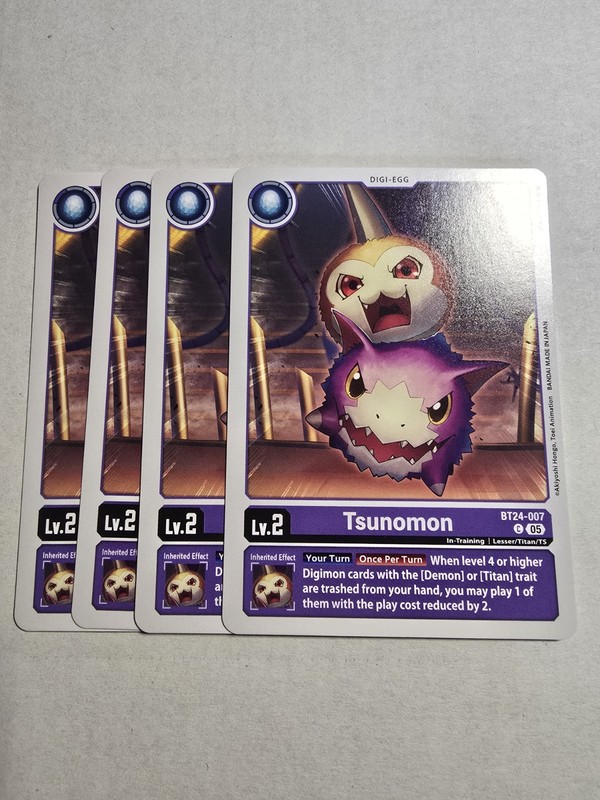 Tsunomon BT24-007 Playset Time Stranger Digimon Card Game x4
