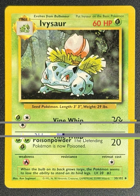 Ivysaur 30/102 Uncommon Base Set Unlimited 1999 Pokemon TCG