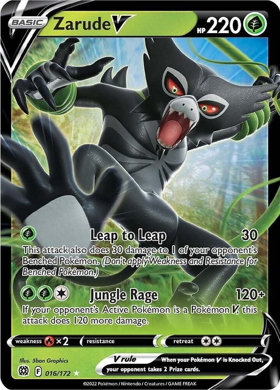 Pokemon Brilliant Stars Ultra Rare Zarude V 016/172 – Near Mint (NM)