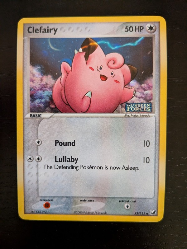 Clefairy Reverse Holo Stamped 53/115 ex Unseen Forces Pokemon NM-