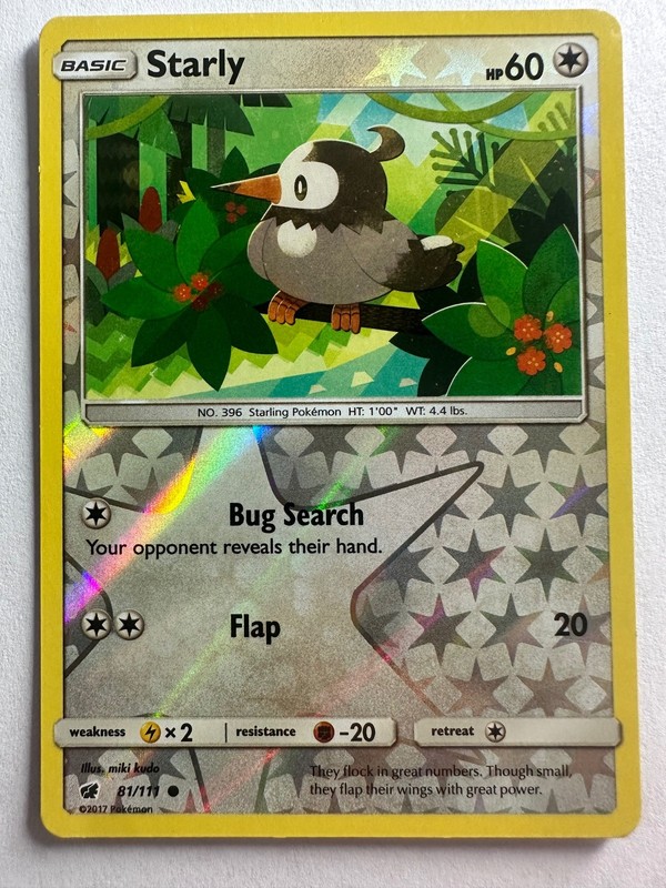 Starly 81/111 Common Crimson Invasion Pokemon Reverse Holo Near Mint