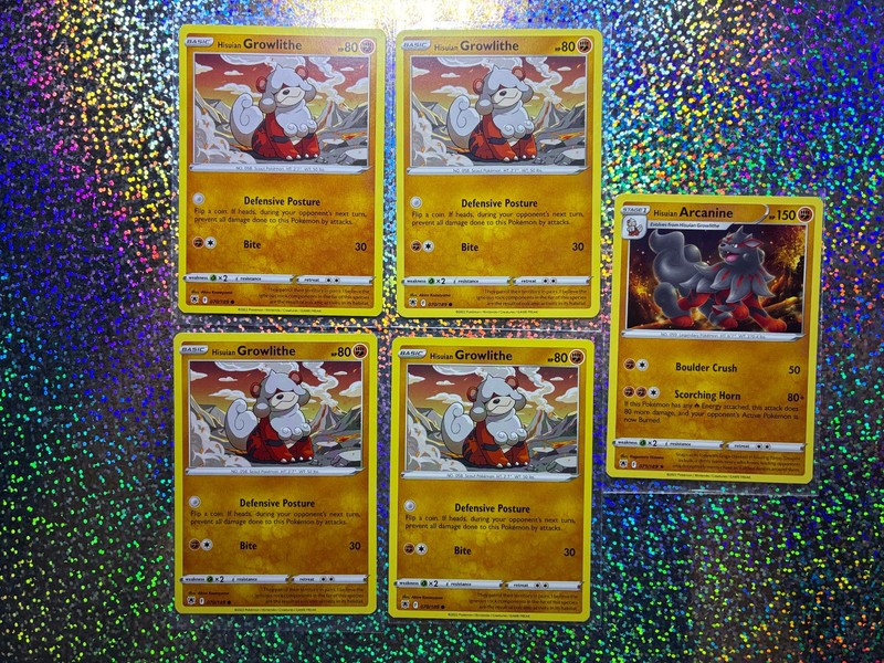Pokemon TCG Regular: 071/189 Hisuian Arcanine; 070/189 Hisuian Growlithe
