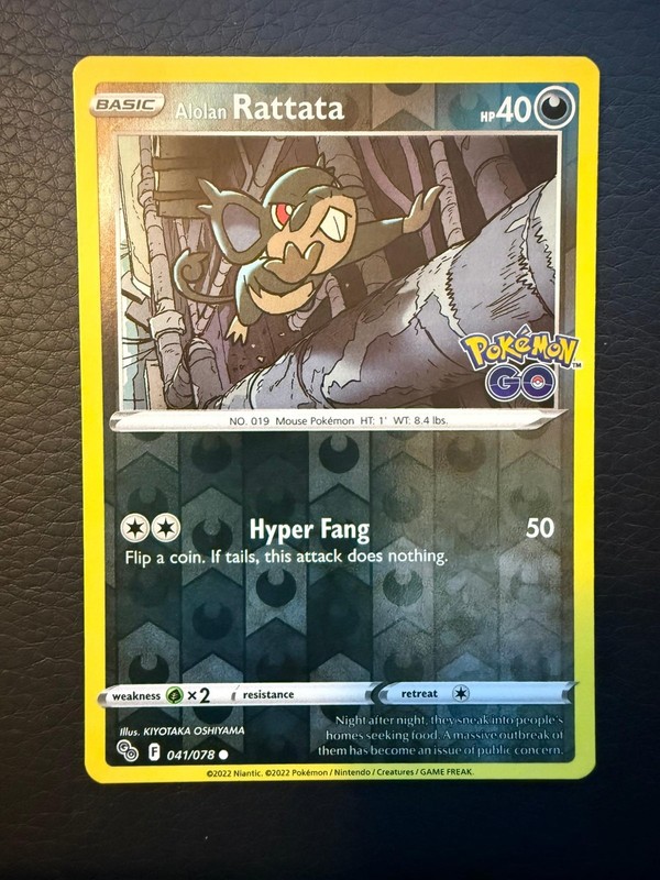 Alolan Rattata 041/078 Common Pokemon GO Pokemon Reverse Holo Near Mint