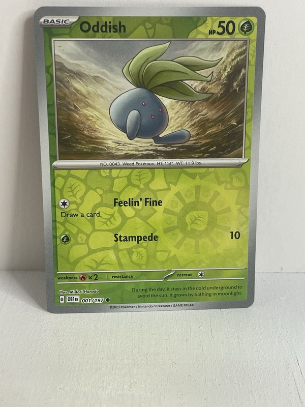Pokemon TCG NM Oddish 001/197 SV03: Obsidian Flames Reverse Holo